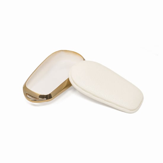 New-Aftermarket-Nano-High-Quality-Gold-Leather-Cover-For-NIO-Remote-Key-4-Buttons-White-Color-NIO-A13J---Emirates-Keys
