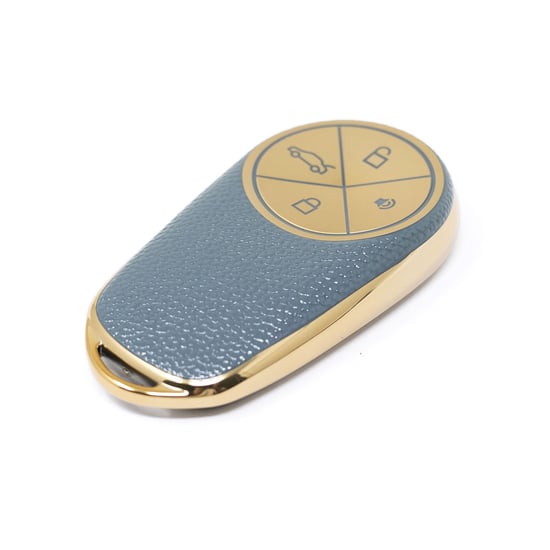 New-Aftermarket-Nano-High-Quality-Gold-Leather-Cover-For-NIO-Remote-Key-4-Buttons-Gray-Color-NIO-A13J---Emirates-Keys
