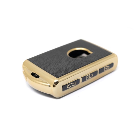 New-Aftermarket-Nano-High-Quality-Gold-Leather-Cover-For-Volvo-Remote-Key-4-Buttons-Black-Color-VOL-A13J----Emirates-Keys