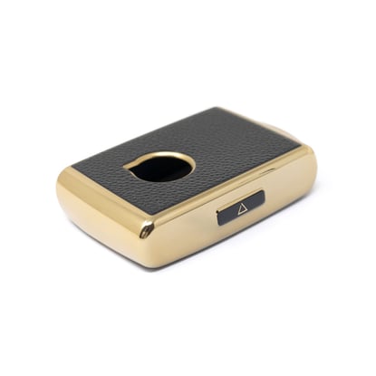 New-Aftermarket-Nano-High-Quality-Gold-Leather-Cover-For-Volvo-Remote-Key-4-Buttons-Black-Color-VOL-A13J----Emirates-Keys