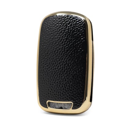 New-Aftermarket-Nano-High-Quality-Gold-Leather-Cover-For-Wuling-Flip-Remote-Key-3-Buttons-Black-Color-WL-A13J----Emirates-Keys