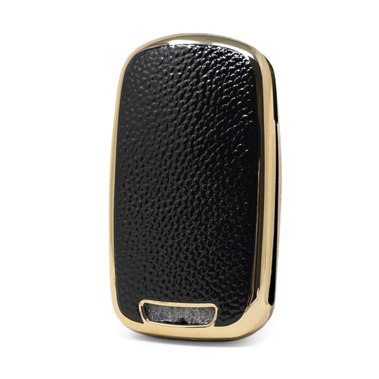 New-Aftermarket-Nano-High-Quality-Gold-Leather-Cover-For-Wuling-Flip-Remote-Key-3-Buttons-Black-Color-WL-A13J----Emirates-Keys
