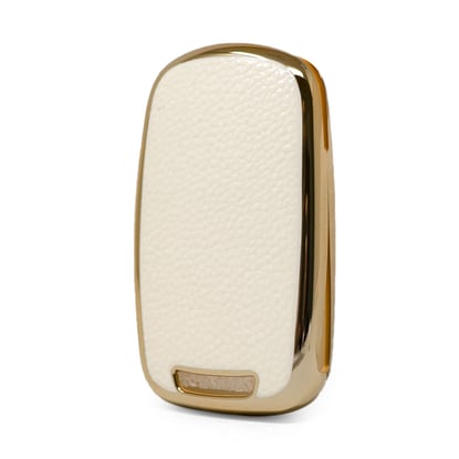 New-Aftermarket-Nano-High-Quality-Gold-Leather-Cover-For-Wuling-Flip-Remote-Key-3-Buttons-White--Color-WL-A13J----Emirates-Keys