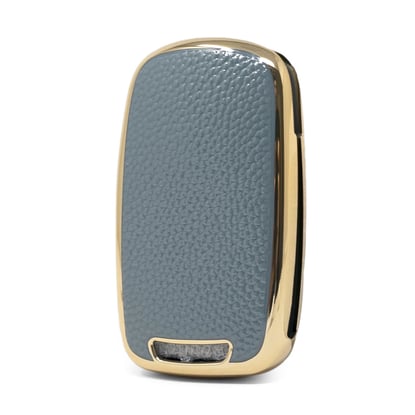 New-Aftermarket-Nano-High-Quality-Gold-Leather-Cover-For-Wuling-Flip-Remote-Key-3-Buttons-Gray-Color-WL-A13J----Emirates-Keys