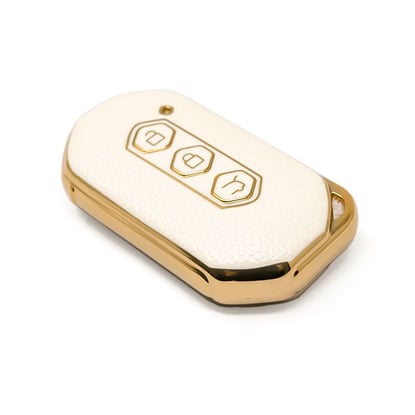 New-Aftermarket-Nano-High-Quality-Gold-Leather-Cover-For-Wuling-Remote-Key-3-Buttons-White-Color-WL-B13J----Emirates-Keys