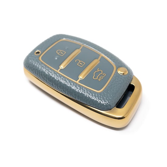 New-Aftermarket-Nano-High-Quality-Gold-Leather-Cover-For-Hyundai-Remote-Key-3-Buttons-Gray-Color-HY-A13J3A----Emirates-Keys