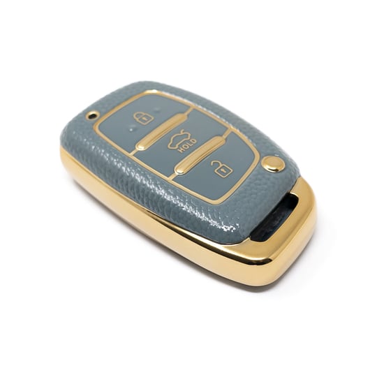New-Aftermarket-Nano-High-Quality-Gold-Leather-Cover-For-Hyundai-Remote-Key-3-Buttons-Gray--Color-HY-A13J3B---Emirates-Keys