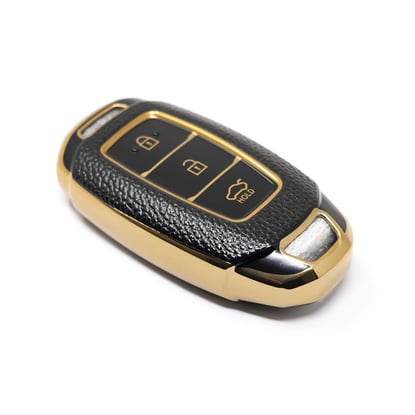 New-Aftermarket-Nano-High-Quality-Gold-Leather-Cover-For-Hyundai-Remote-Key-3-Buttons-Black-Color-HY-D13J---Emirates-Keys
