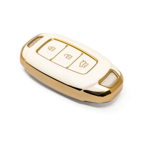 New-Aftermarket-Nano-High-Quality-Gold-Leather-Cover-For-Hyundai-Remote-Key-3-Buttons-White-Color-HY-D13J---Emirates-Keys