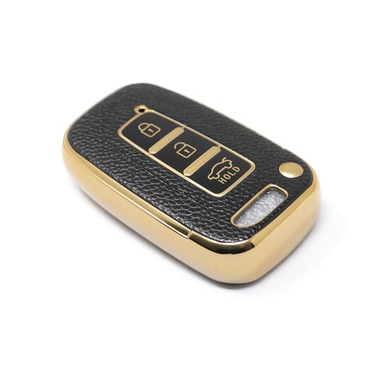 New-Aftermarket-Nano-High-Quality-Gold-Leather-Cover-For-Hyundai-Remote-Key-3-Buttons-Black-Color-HY-G13J---Emirates-Keys