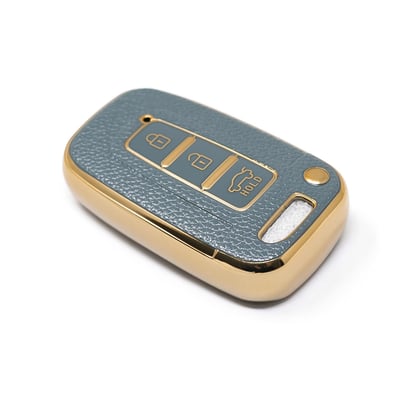 New-Aftermarket-Nano-High-Quality-Gold-Leather-Cover-For-Hyundai-Remote-Key-3-Buttons-Gray-Color-HY-G13J---Emirates-Keys