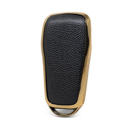 New-Aftermarket-Nano-High-Quality-Gold-Leather-Cover-For-Xpeng-Remote-Key-4-Buttons-Black-Color-XP-A13J---Emirates-Keys