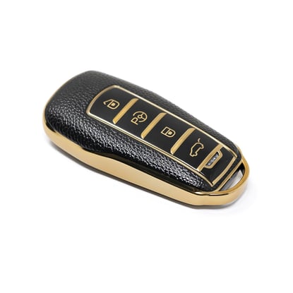 New-Aftermarket-Nano-High-Quality-Gold-Leather-Cover-For-Xpeng-Remote-Key-4-Buttons-Black-Color-XP-A13J---Emirates-Keys