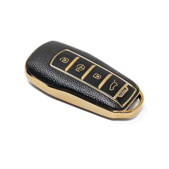 New-Aftermarket-Nano-High-Quality-Gold-Leather-Cover-For-Xpeng-Remote-Key-4-Buttons-Black-Color-XP-A13J---Emirates-Keys