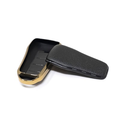 New-Aftermarket-Nano-High-Quality-Gold-Leather-Cover-For-Xpeng-Remote-Key-4-Buttons-Black-Color-XP-A13J---Emirates-Keys