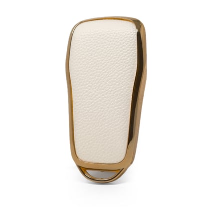 New-Aftermarket-Nano-High-Quality-Gold-Leather-Cover-For-Xpeng-Remote-Key-4-Buttons-White-Color-XP-A13J---Emirates-Keys