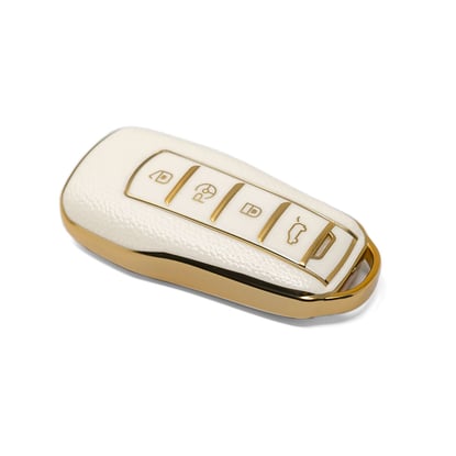 New-Aftermarket-Nano-High-Quality-Gold-Leather-Cover-For-Xpeng-Remote-Key-4-Buttons-White-Color-XP-A13J---Emirates-Keys