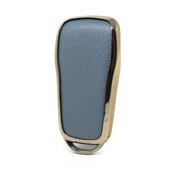 New-Aftermarket-Nano-High-Quality-Gold-Leather-Cover-For-Xpeng-Remote-Key-4-Buttons-Gray-Color-XP-A13J---Emirates-Keys