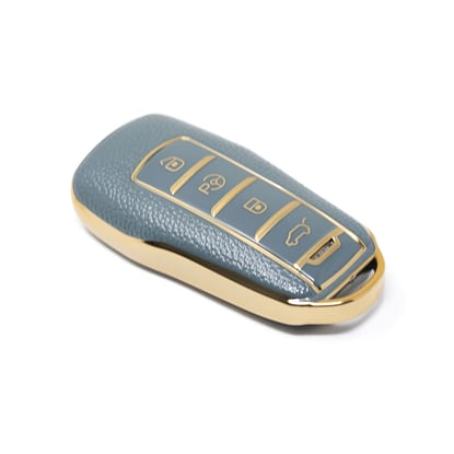 New-Aftermarket-Nano-High-Quality-Gold-Leather-Cover-For-Xpeng-Remote-Key-4-Buttons-Gray-Color-XP-A13J---Emirates-Keys