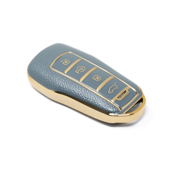 New-Aftermarket-Nano-High-Quality-Gold-Leather-Cover-For-Xpeng-Remote-Key-4-Buttons-Gray-Color-XP-A13J---Emirates-Keys