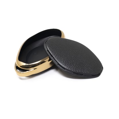 New-Aftermarket-Nano-High-Quality-Gold-Leather-Cover-For-Xpeng-Remote-Key-4-Buttons-Black-Color-XP-B13J---Emirates-Keys