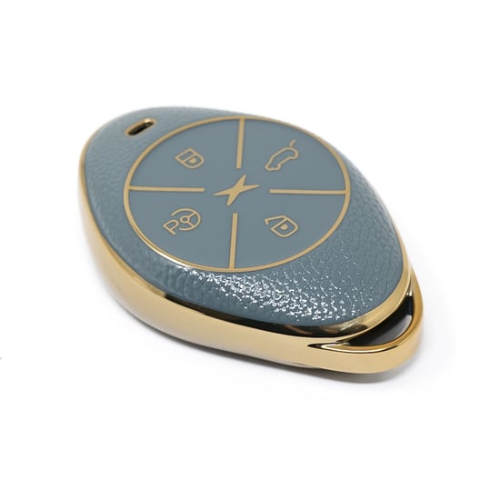 New-Aftermarket-Nano-High-Quality-Gold-Leather-Cover-For-Xpeng-Remote-Key-4-Buttons-Gray--Color-XP-B13J---Emirates-Keys