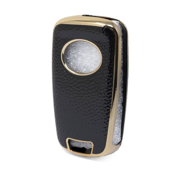 New-Aftermarket-Nano-High-Quality-Gold-Leather-Cover-For-Chevrolet-Flip-Remote-Key-3-Buttons-Black-Color-CRL-A13J3---Emirates-Keys