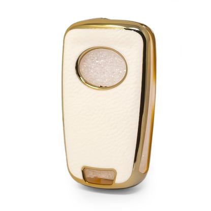 New-Aftermarket-Nano-High-Quality-Gold-Leather-Cover-For-Chevrolet-Flip-Remote-Key-3-Buttons-White-Color-CRL-A13J3---Emirates-Keys