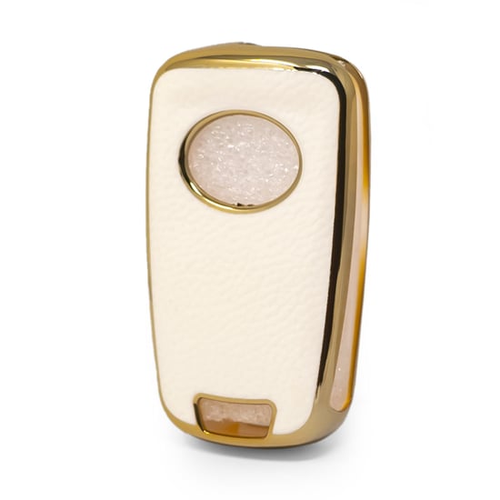 New-Aftermarket-Nano-High-Quality-Gold-Leather-Cover-For-Chevrolet-Flip-Remote-Key-3-Buttons-White-Color-CRL-A13J3---Emirates-Keys