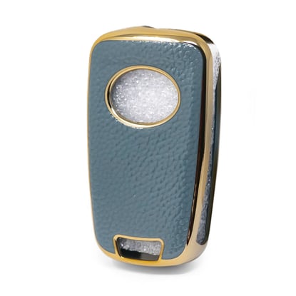 New-Aftermarket-Nano-High-Quality-Gold-Leather-Cover-For-Chevrolet-Flip-Remote-Key-3-Buttons-Gray-Color-CRL-A13J3---Emirates-Keys