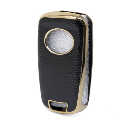 New-Aftermarket-Nano-High-Quality-Gold-Leather-Cover-For-Chevrolet-Flip-Remote-Key-4-Buttons-Black-Color-CRL-A13J4---Emirates-Keys