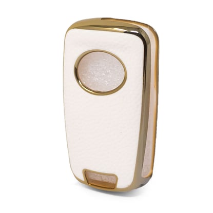 New-Aftermarket-Nano-High-Quality-Gold-Leather-Cover-For-Chevrolet-Flip-Remote-Key-4-Buttons-White-Color-CRL-A13J4---Emirates-Keys