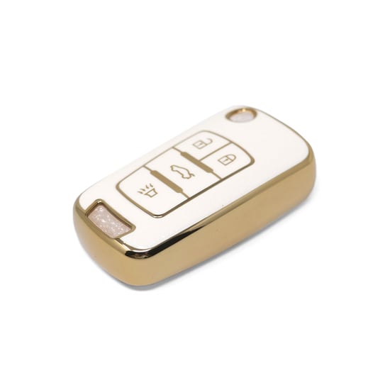 New-Aftermarket-Nano-High-Quality-Gold-Leather-Cover-For-Chevrolet-Flip-Remote-Key-4-Buttons-White-Color-CRL-A13J4---Emirates-Keys