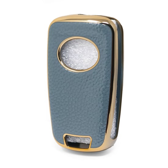 New-Aftermarket-Nano-High-Quality-Gold-Leather-Cover-For-Chevrolet-Flip-Remote-Key-4-Buttons-Gray-Color-CRL-A13J4---Emirates-Keys