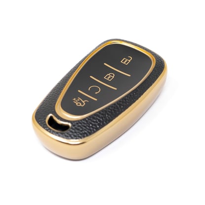 New-Aftermarket-Nano-High-Quality-Gold-Leather-Cover-For-Chevrolet-Remote-Key-4-Buttons-Black-Color-CRL-B13J4---Emirates-Keys