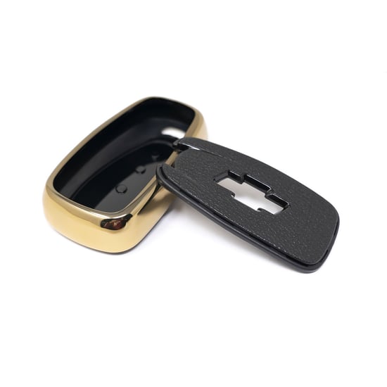 New-Aftermarket-Nano-High-Quality-Gold-Leather-Cover-For-Chevrolet-Remote-Key-4-Buttons-Black-Color-CRL-B13J4---Emirates-Keys