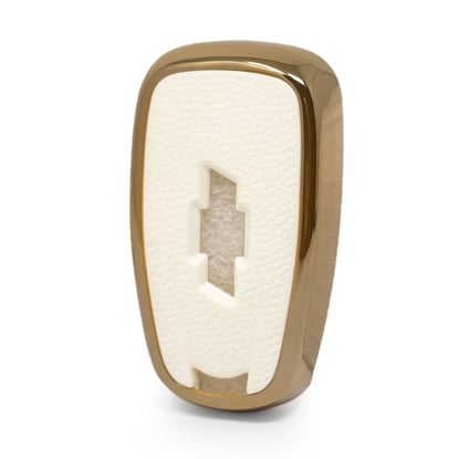 New-Aftermarket-Nano-High-Quality-Gold-Leather-Cover-For-Chevrolet-Remote-Key-4-Buttons-White-Color-CRL-B13J4---Emirates-Keys