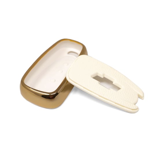 New-Aftermarket-Nano-High-Quality-Gold-Leather-Cover-For-Chevrolet-Remote-Key-4-Buttons-White-Color-CRL-B13J4---Emirates-Keys