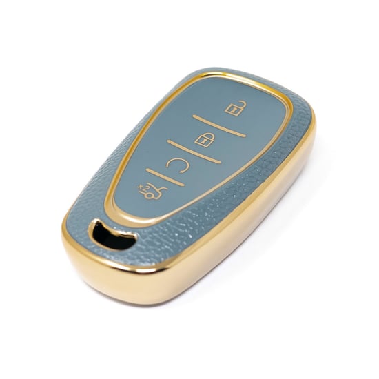 New-Aftermarket-Nano-High-Quality-Gold-Leather-Cover-For-Chevrolet-Remote-Key-4-Buttons-Gray-Color-CRL-B13J4---Emirates-Keys