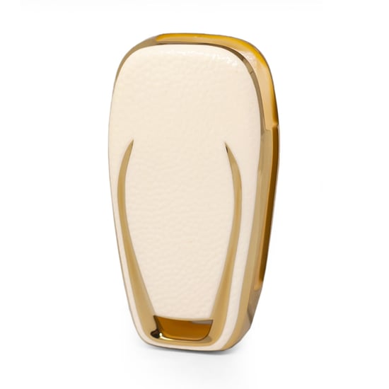 New-Aftermarket-Nano-High-Quality-Gold-Leather-Cover-For-Chevrolet-Flip-Remote-Key-3-Buttons-White-Color-CRL-C13J---Emirates-Keys
