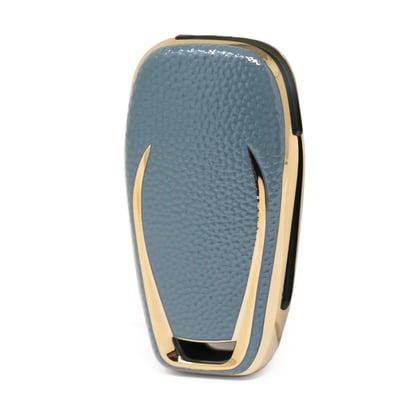 New-Aftermarket-Nano-High-Quality-Gold-Leather-Cover-For-Chevrolet-Flip-Remote-Key-3-Buttons-Gray-Color-CRL-C13J---Emirates-Keys