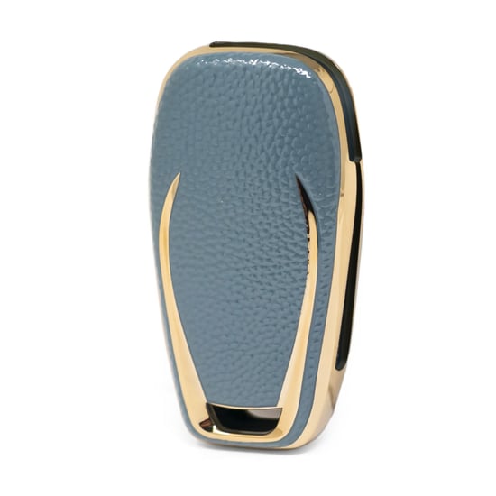 New-Aftermarket-Nano-High-Quality-Gold-Leather-Cover-For-Chevrolet-Flip-Remote-Key-3-Buttons-Gray-Color-CRL-C13J---Emirates-Keys