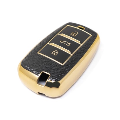 New-Aftermarket-Nano-High-Quality-Gold-Leather-Cover-For-Changan-Remote-Key-3-Buttons-Black-Color-CA-A13J---Emirates-Keys