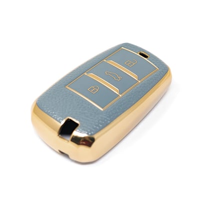 New-Aftermarket-Nano-High-Quality-Gold-Leather-Cover-For-Changan-Remote-Key-3-Buttons-Gray-Color-CA-A13J---Emirates-Keys