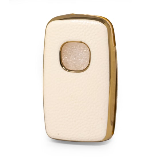 New-Aftermarket-Nano-High-Quality-Gold-Leather-Cover-For-Changan-Flip-Remote-Key-3-Buttons-White-Color-CA-B13J---Emirates-Keys