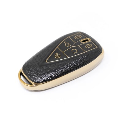 New-Aftermarket-Nano-High-Quality-Gold-Leather-Cover-For-Changan-Remote-Key-5-Buttons-Black-Color-CA-C13J5---Emirates-Keys