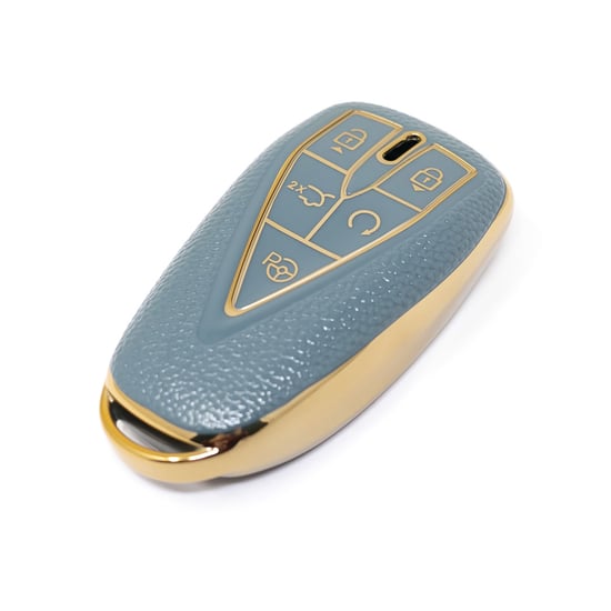 New-Aftermarket-Nano-High-Quality-Gold-Leather-Cover-For-Changan-Remote-Key-5-Buttons-Gray-Color-CA-C13J5---Emirates-Keys