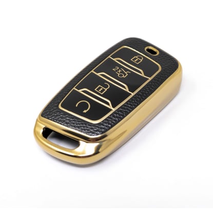 New-Aftermarket-Nano-High-Quality-Gold-Leather-Cover-For-Changan-Remote-Key-4-Buttons-Black-Color-CA-D13J---Emirates-Keys