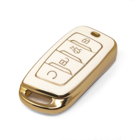 New-Aftermarket-Nano-High-Quality-Gold-Leather-Cover-For-Changan-Remote-Key-4-Buttons-White-Color-CA-D13J---Emirates-Keys