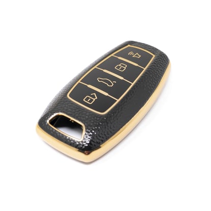 New-Aftermarket-Nano-High-Quality-Gold-Leather-Cover-For-Great-Wall-Remote-Key-4-Buttons-Black-Color-GW-B13J---Emirates-Keys